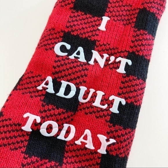 Lumberjack Red Plaid Sherpa Lined Novelty Unisex Slipper Socks Size 9/10 - Picture 8 of 10